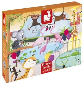 Puzzle dotykové Deň v zoologickej záhrade - s textúrou 20 dielov