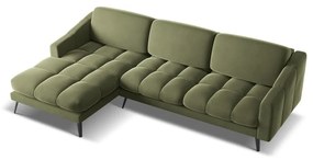 Zelená zamatová rohová pohovka (ľavý roh) Nalu – Makamii