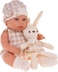 Bábika Lovely Baby s košíkom a zajačikom béžová