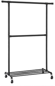 Stojan na šaty s priemyselným dizajnom, nosnosť až 110 kg, čierny