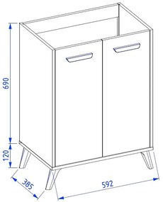 Kúpeľňová skrinka pod umývadlo 60 NOVA biela