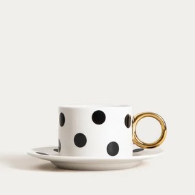 Šálka LUNYA s podšálkou, čierna / biela 757051 200 ml