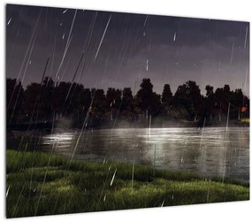Sklenený obraz - Daždivý večer (70x50 cm)