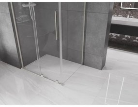 Mexen Velar L, sprchový kút s posuvnými dverami 90 x 110 cm, 8mm číre sklo, brúsená oceľ, 871-090-110-03-97