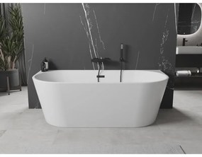 Mexen Oval, voľne stojaca nástenná vaňa 170 x 80 cm, biela, čierny matný prepad, 52671708000-70