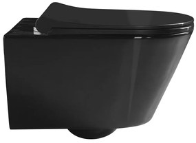 Sapho, AVVA závesná WC misa s bidet. spŕškou, Rimless, 35,5x53 cm, čierna lesklá, 100312-108