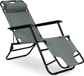 Ležadlo s opierkou hlavy, skladacia konštrukcia, sivé