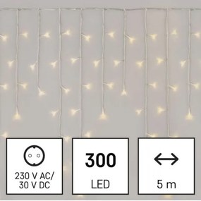 LED Vianočná vonkajšia reťaz 300xLED/8 módov 10m IP44 teplá biela + diaľkové ovládanie