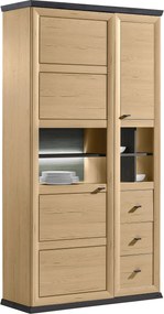 XXXLutz VITRÍNA, tmavosivá, dub artisan, 110/209/43 cm Hom`in - Sklenené vitríny - 000003002947