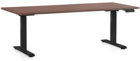 Výškovo nastaviteľný stôl OfficeTech D, 180 x 80 cm, čierna podnož, orech