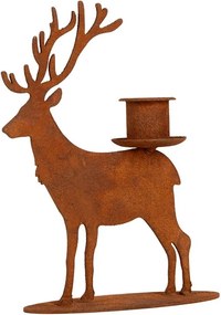 Kovový rustikálny hrdzavý svietnik jeleň Deer Candle Rust - 11*12*15 cm