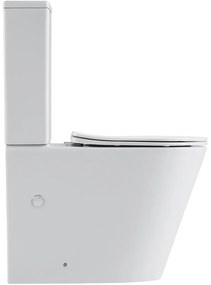 Cerano Carlito, WC kombi Rimless 610x365x850 mm, spodný/zadný odpad + UF toaletné sedátko, biela lesklá, CER-CER-417383