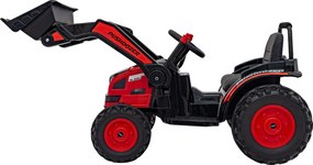Ramiz Detský traktor na batérie Červený + pohyblivé rameno s lyžicou + diaľkové ovládanie + pomalý štart + FM rádio + LED