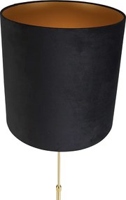 Stojaca lampa zlatá/mosadzná s čiernym zamatovým tienidlom 40/40 cm - Parte
