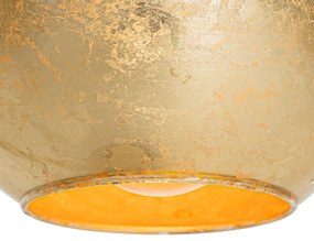 Dizajnová stolná lampa čierna so zlatým sklom - Bert