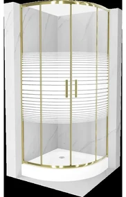 Mexen Rio polkruhová sprchová kabína 70 x 70 cm, pruhy, zlatá + závesný bidet Rio, biela- 863-070-070-50-20-4710