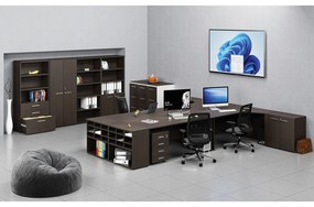 Ergonomický kancelársky pracovný stôl PRIMO WOOD, 1600 x 1200 mm, pravý, wenge