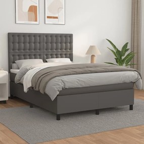 Boxspring posteľ s matracom sivá 140x200 cm umelá koža 3142849