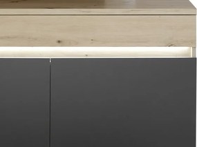 TV skříňka s policí Lille, dub artisan/antracit, s osvětlením