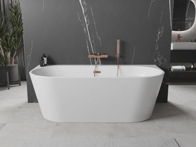 Mexen Oval+, voľne stojaca vaňa ku stene 170 x 80 cm, biela lesklá, ružové zlato prepad, 52681708000-60