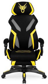 Herná stolička Maximo s podnožkou čierna/žltá