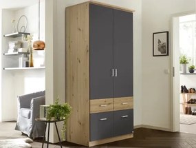 Šatníková skriňa Bremen, 91 cm, dub artisan/tmavo šedá%