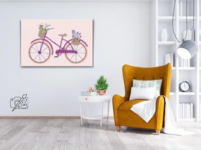 Gario Diamantové maľovanie Bicykel s kvetinami Rozmery: 40 x 60 cm, Rámovanie: Iba zrolované plátno, Diamanty: Okrúhle