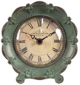Zelené stolové hodiny v tvare kvetu Ville de Paris - 15*7*16 cm / 1*AA