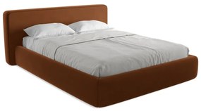Čalúnená dvojlôžková posteľ v terakotovej farbe s úložným priestorom s roštom 160x200 cm Kiana – Makamii