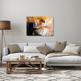 Sklenený obraz - Žena hrajúca na piáno (70x50 cm)