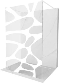 Mexen Kioto, priechodná sprchová zástena 100 x 200 cm, 8mm sklo číre/biely vzor, 2x biela stabilizačná rozpera, 800-100-002-20-97