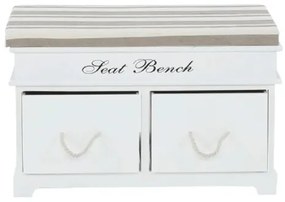 Kondela Lavica s vankúšom, SEAT BENCH 1 NEW, 2 šuplíky, biela/svetlohnedá