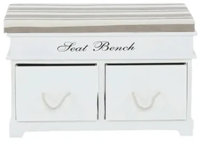 Kondela Lavica s vankúšom, SEAT BENCH 1 NEW, 2 šuplíky, biela/svetlohnedá