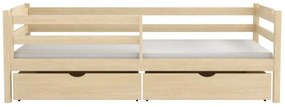 Detská posteľ z masívu borovice MIKULÁŠ so šuplíkmi - 200x90 cm - PRÍRODNÁ BOROVICA