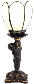 Stolná lampa Tiffany s nádielkom a kvetom Angio - 12*12*28 cm E14/max 1*25W