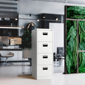 Kovová kartotéka, 4 zásuvky SARA V4, 460 x 1320 x 620 mm, biela