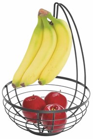 Čierny košík na ovocie s háčikom iDesign Austin, ø 27,31 cm
