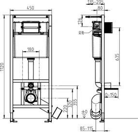 Závesné WC + WC sedátko ARCHITECTURA + tlačidlo + podomietkový modul + podložka