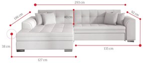 Rohová rozkladacia sedačka PALERMO, 294x80x196 cm, dora 21/soft 17, lavá