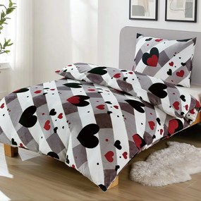 Jemné mikroplyš obliečky Homa DEBORAH HEARTS GREY 140x200 cm