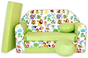Detská pohovka Veselé zvieratká - zelená