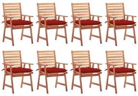 Vonkajšie jedálenské stoličky 8 ks s podložkami masívna akácia 3078395