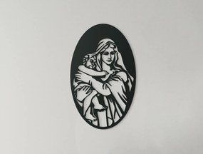 drevko Drevený obraz Mária s Ježiškom Rozmer obrazu: 44,5 x 27,5 cm, Farba dekorácie: Čierna