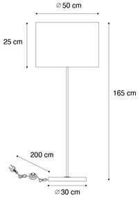 Závesná lampa čierna so zamatovým tienidlom taupe 50cm - Combi 1