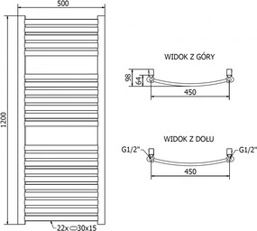 Mexen Helios, vykurovacie teleso 1200 x 500 mm, 448 W, zlatá, W103-1200-500-00-50