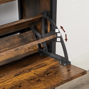 Skrinka na topánky, úžky botník so 4 dvierkami, rustikálny hnedý