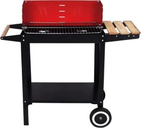 Záhradný gril na drevené uhlie BBQ 87x35 cm, čierny/červený
