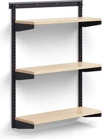 Nástenný regál RELY, základná sekcia, laminátové police, 1221x900x300 mm, antracit/dub