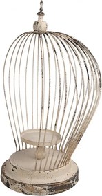Béžová antik kovová lampáš v tvare klietky Brocante - 31*24*45 cm