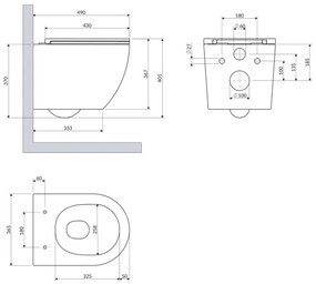 OMNIRES OTTAWASPXMWBM - Závesné WC s WC sedátkom SoftClose OTTAWA keramika/biela